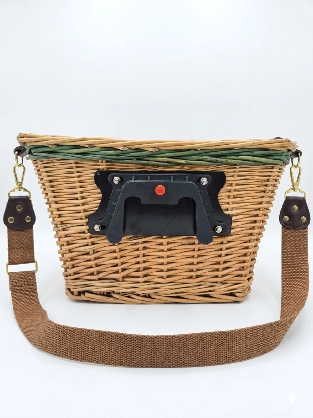 Sunlite Baskets Wicker Bike Basket with Green Trim